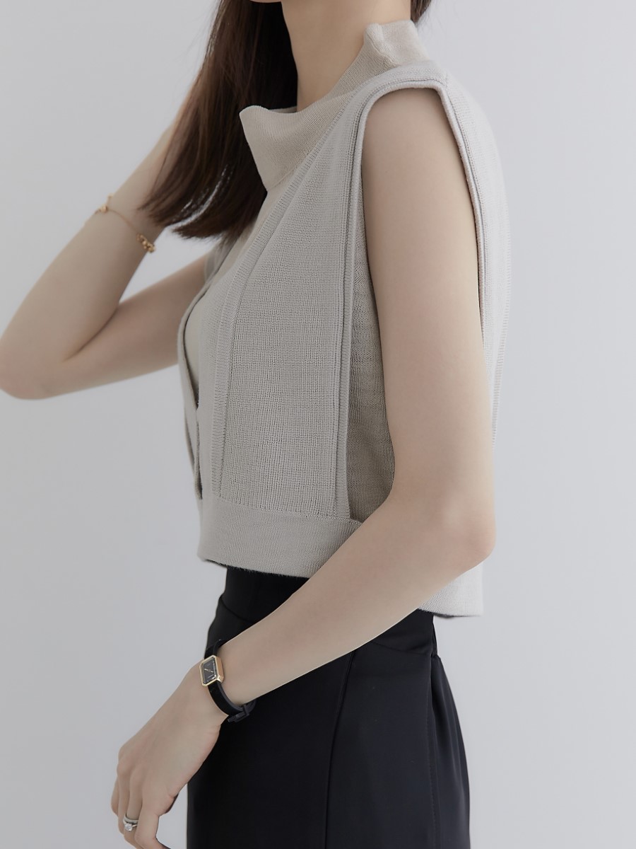 【NEW】 sheer set knit vest / greige